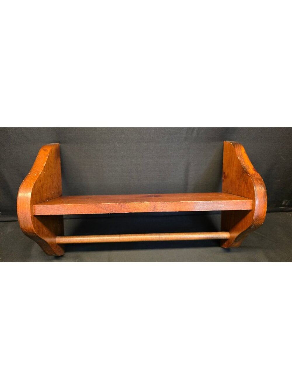 Vintage Wall Mount Wood Shelf with Towel Rack 13" Cottagecore Country Decor